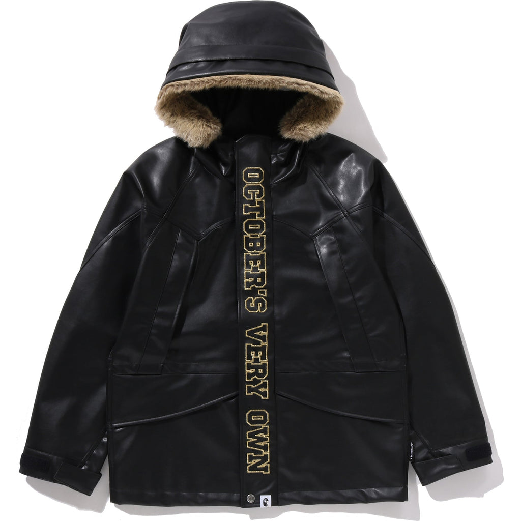 BAPE X OVO SYNTHETIC WASHABLE LEATHER SNOWBOARD JACKET MENS