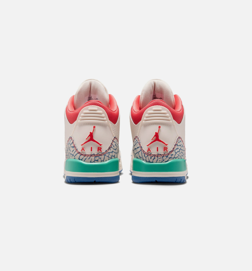 Air Jordan 3 Retro Play Your Way Grade School Lifestyle Shoes - Chalk/Track Red/True Blue/Kinetic Green