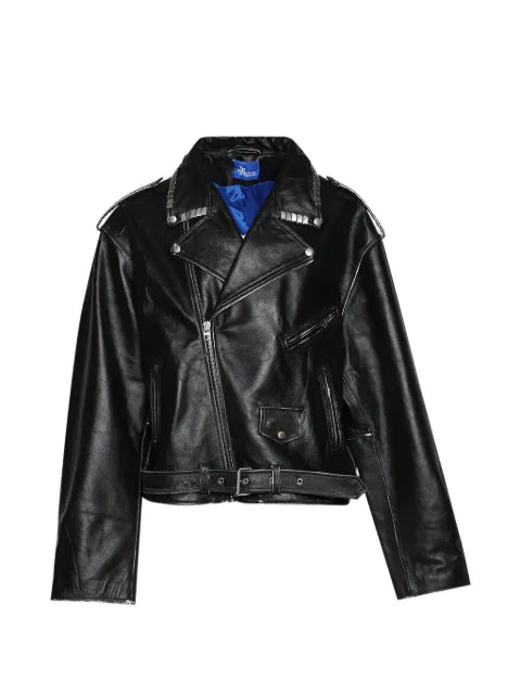 MARKING DISTANCE leather jacket with zip fastening