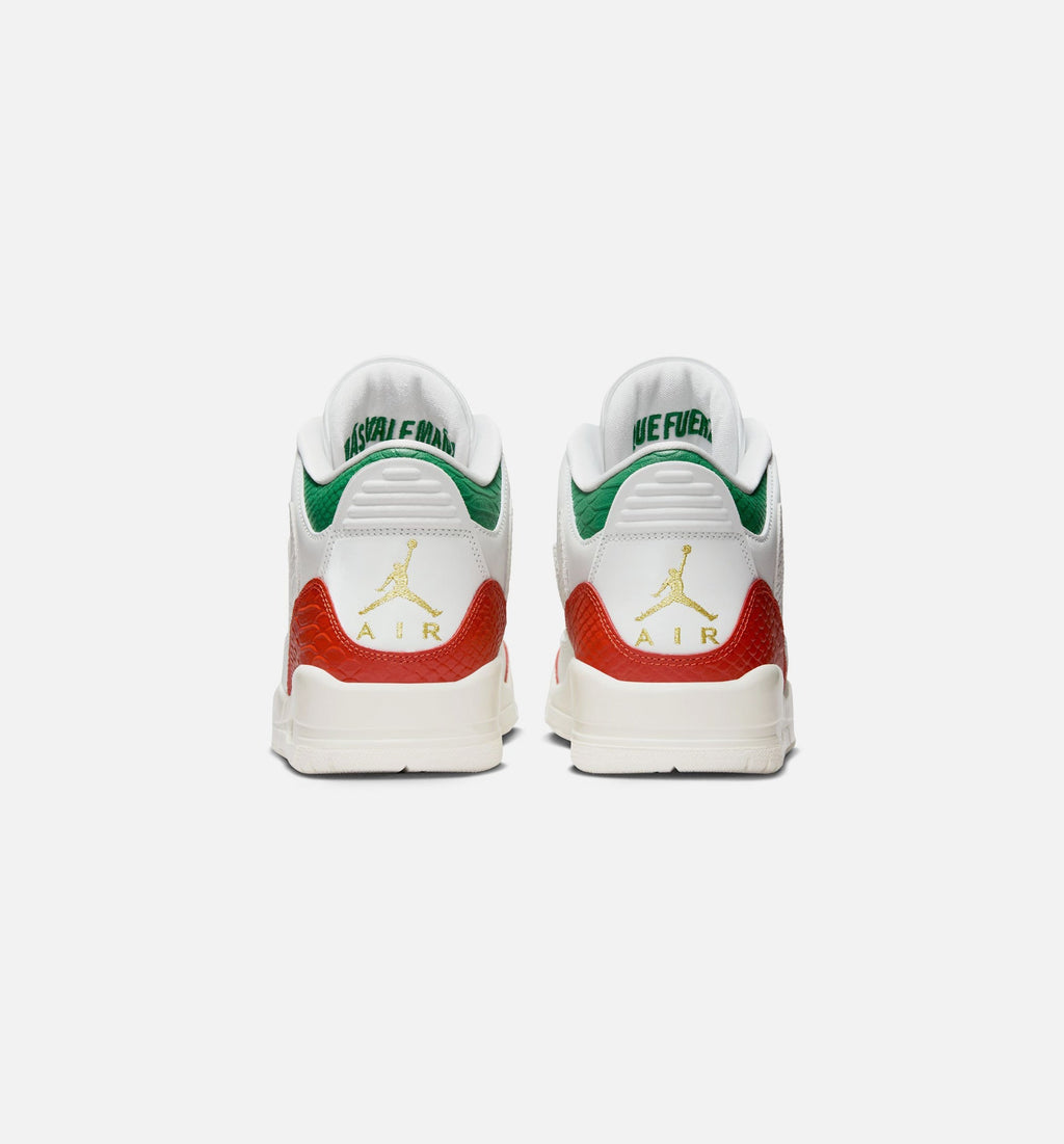Air Jordan 3 Retro El Vuelo Men's Shoes - Summit White Pine Green Dragon Red Metallic Gold