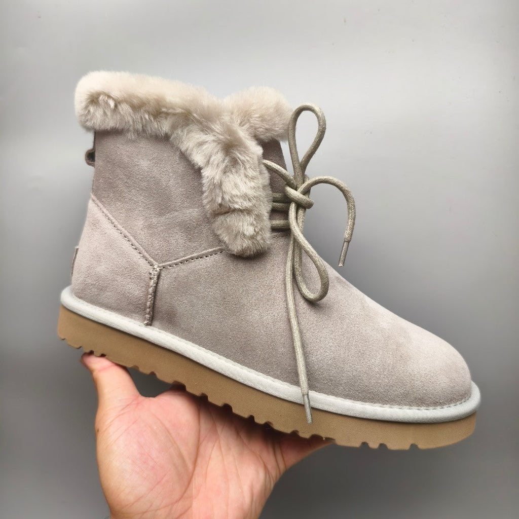 Grey Mid-Top Lace-Up Casual Sneakers — New Arrival | In Stock