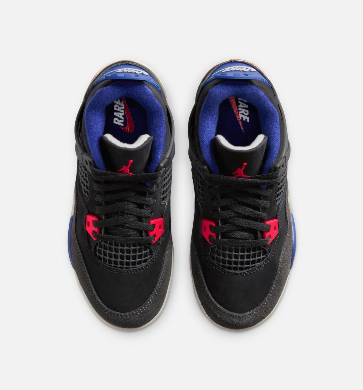 Air Jordan 4 Retro Rare Air Preschool Lifestyle Shoes - Black/Fire Red/Deep Royal Blue