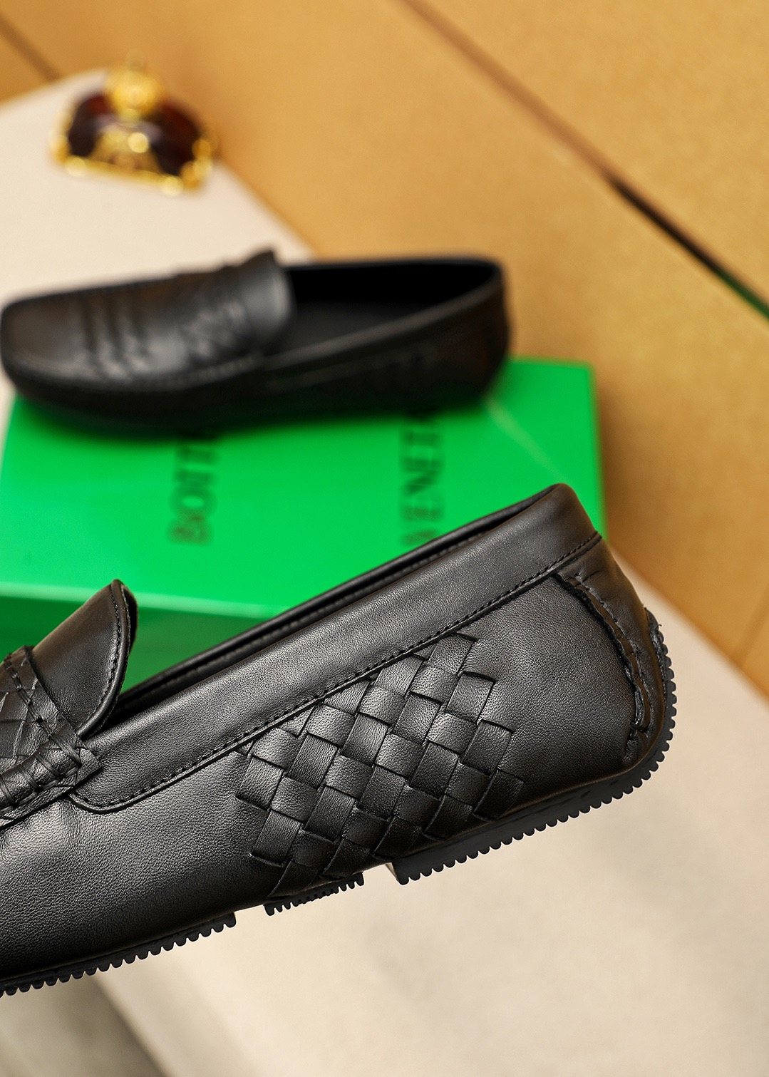 Bottega Veneta Black Woven Loafers